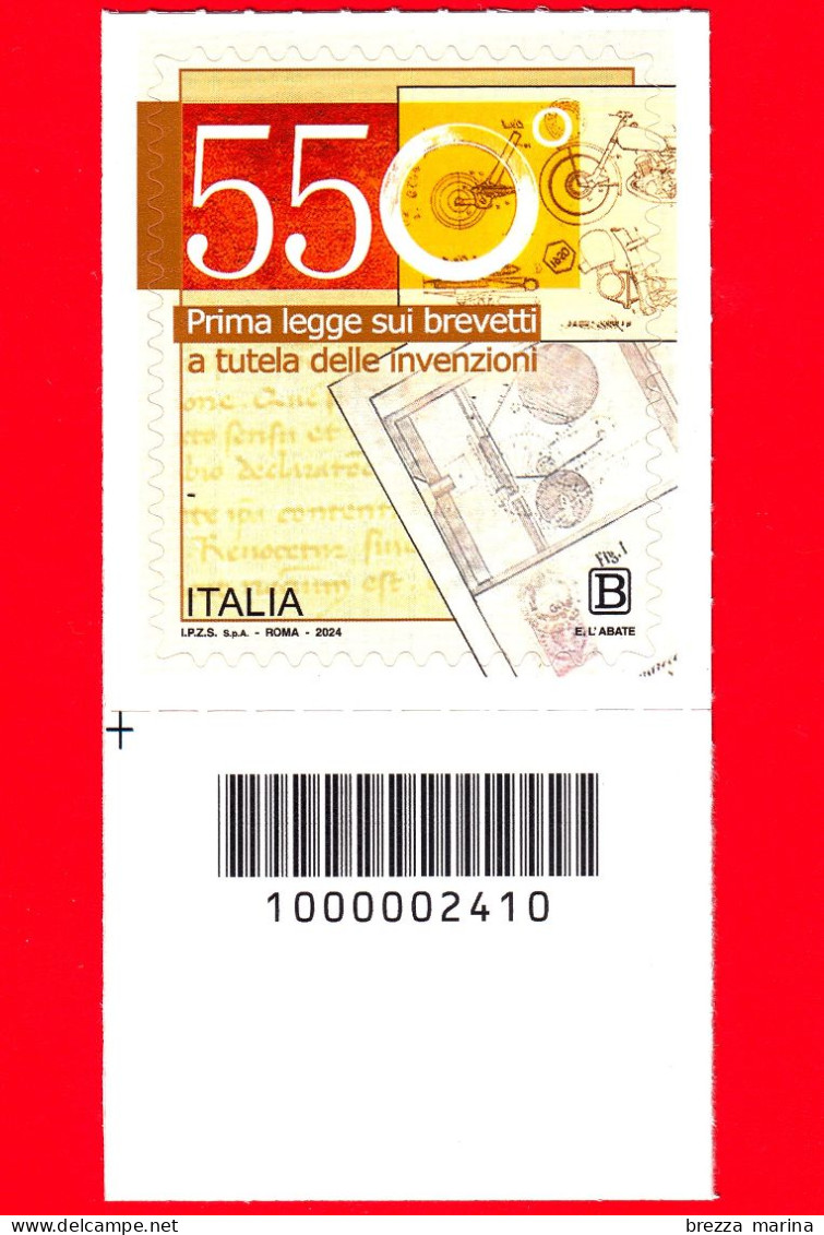 Nuovo - MNH - ITALIA - 2024 - 550 Anni Della Prima Legge Sui Brevetti - B - Barre 2410 - Codici A Barre