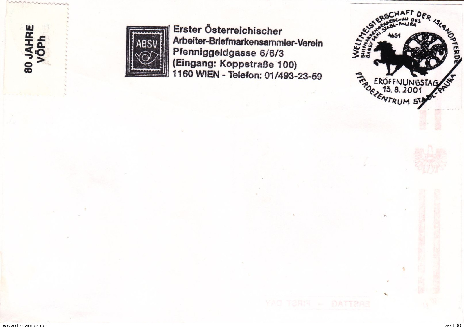 Austria / Oesterreich  2001 HORSES X4 COVERS FDC