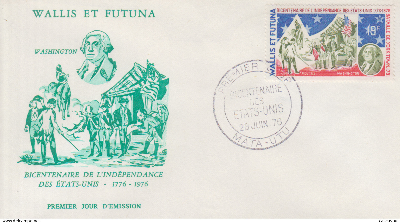 Enveloppe  FDC   1er  Jour   WALLIS  Et  FUTUNA    WASHINGTON   Bicentenaire   Indépendance  Des   U.S.A    1976 - FDC