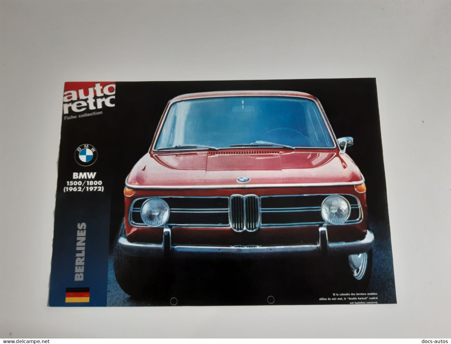 BMW 1500 / 1800 - Fiche Technique Automobile - KFZ