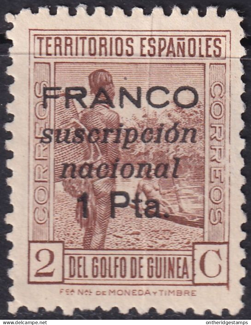 Spanish Guinea 1936 Ed 5 Local Franco Overprint MNG(*) Natural Paper Crease - Spanish Guinea