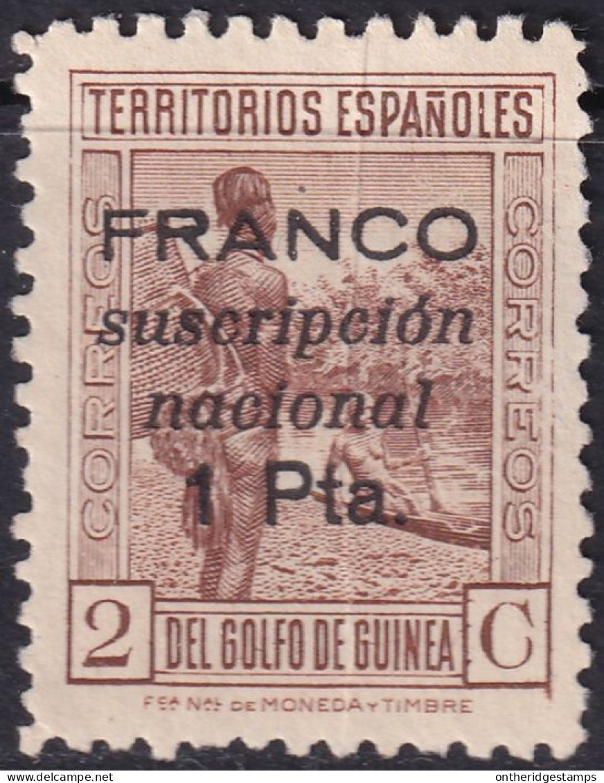 Spanish Guinea 1936 Ed 5 Local Franco Overprint MNG(*) Natural Paper Crease - Guinée Espagnole