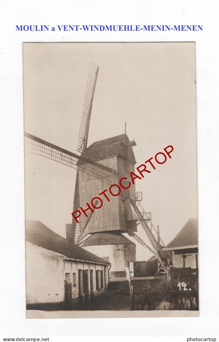 MOULIN A VENT-WINDMUEHLE-MENIN-MENEN-CARTE PHOTO Allemande-GUERRE-14-18-1 WK-BELGIEN-BELGIQUE-Militaria- - Menen