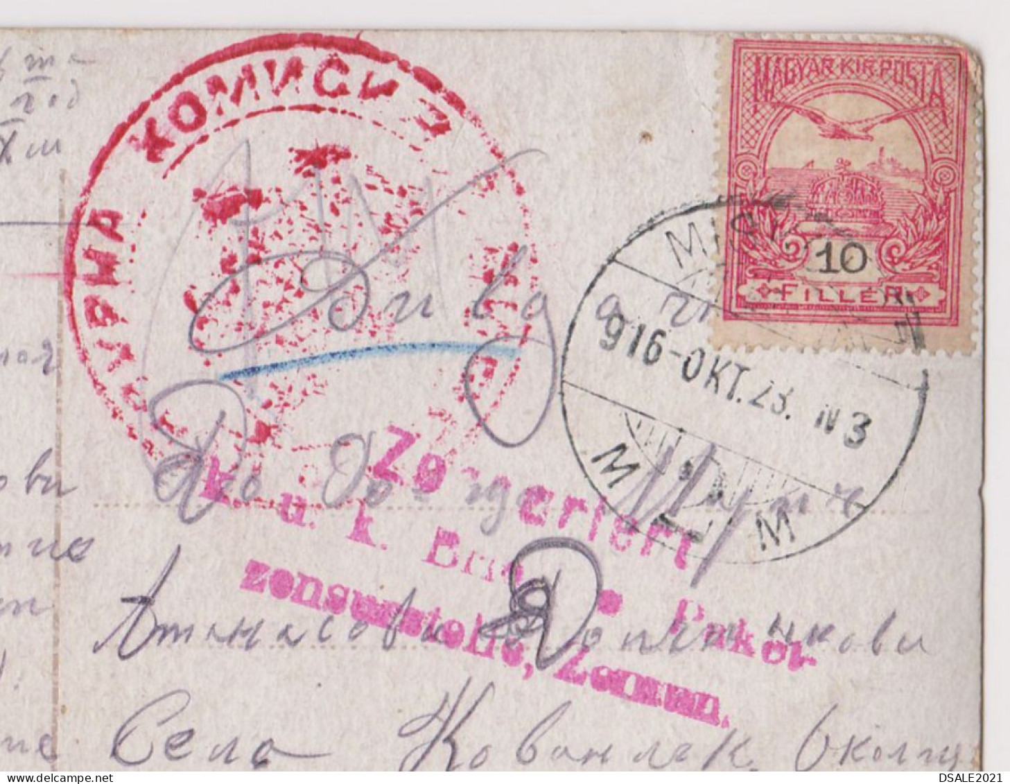 Hungary Ww1-1916 Postcard Sent Miskolc-Mischkolz ZEMUN Censored To Bulgaria Sofia Civil Censored Cachet (362) - Briefe U. Dokumente