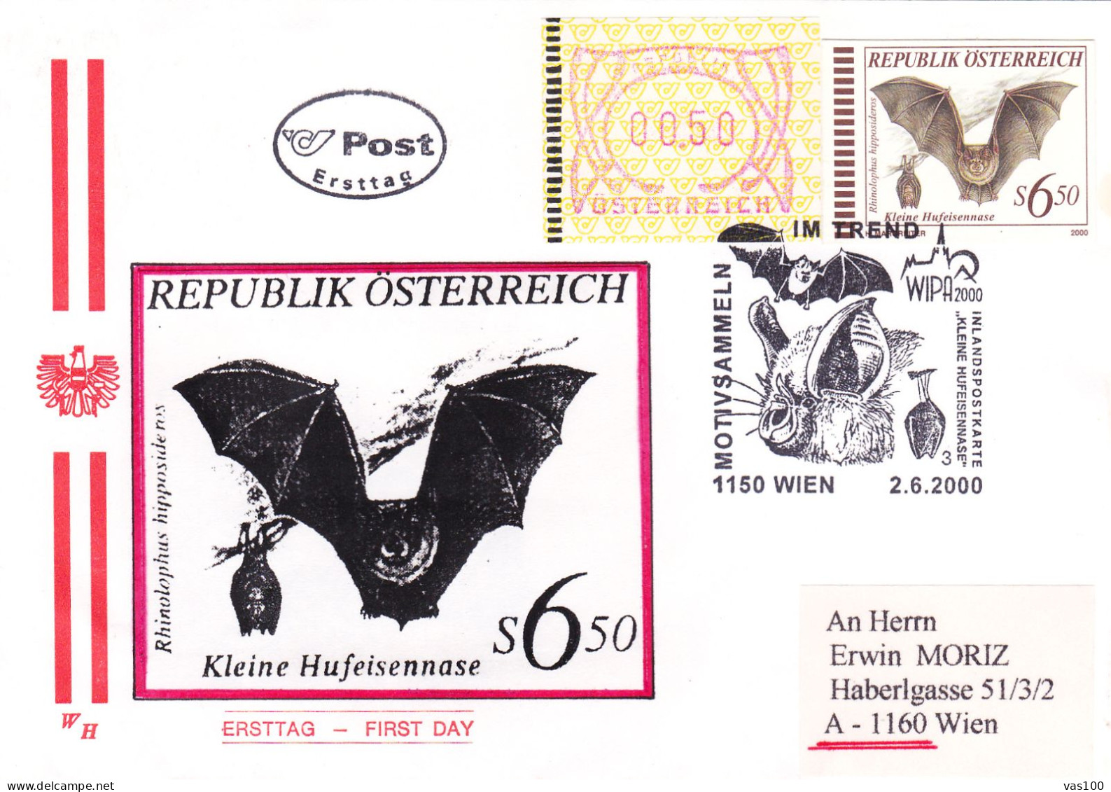 Austria / Oesterreich 2000 BATS X3 COVERS FDC - Chauve-souris