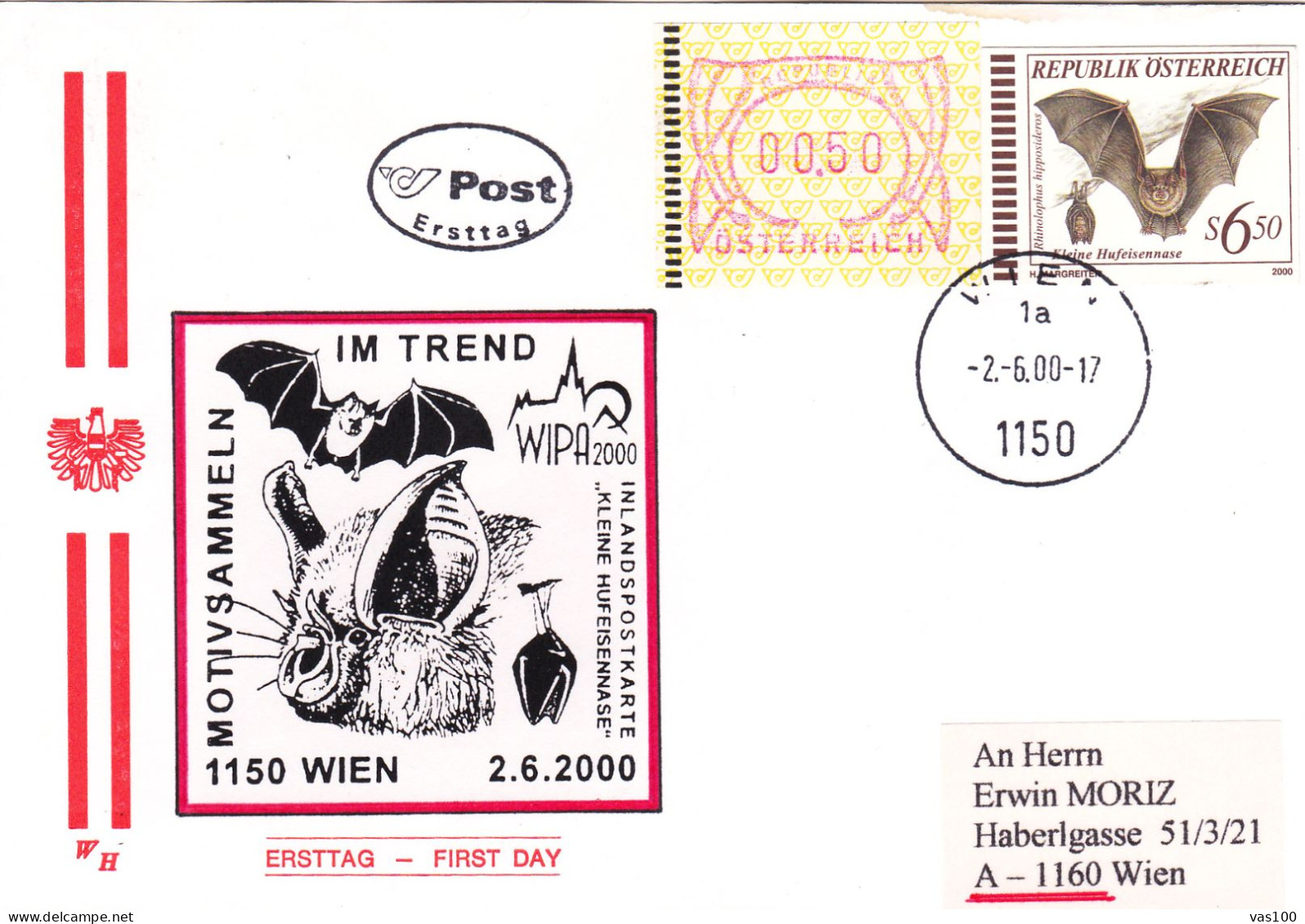 Austria / Oesterreich 2000 BATS X3 COVERS FDC - Chauve-souris