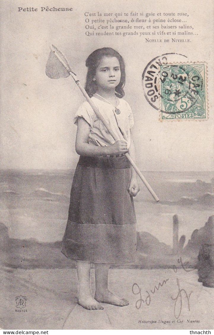 1907 ENFANTS - LITTLE GIRL -  Jolie Carte Fantaisie Portrait Fillette "La Petite Pêcheuse " - Portraits