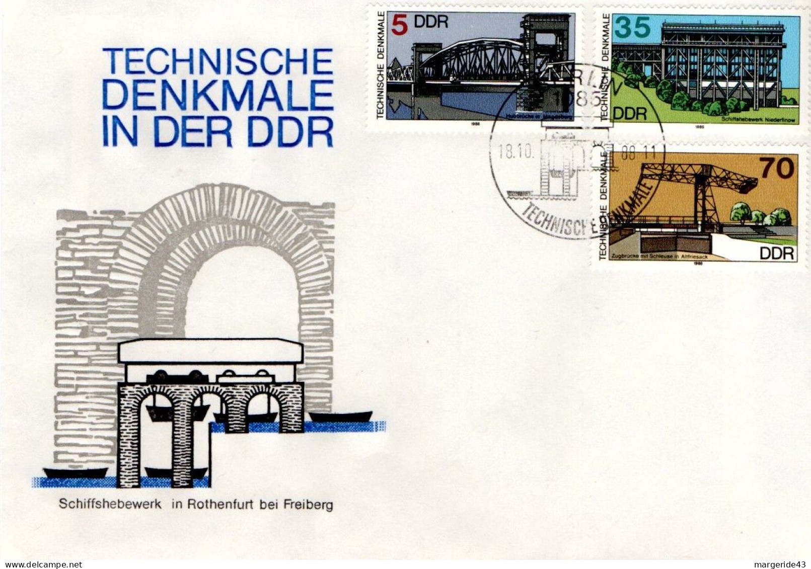 ALLEMAGNE RDA DDR FDC 1988 OUVRAGES D'ART PONTS - 1981-1990