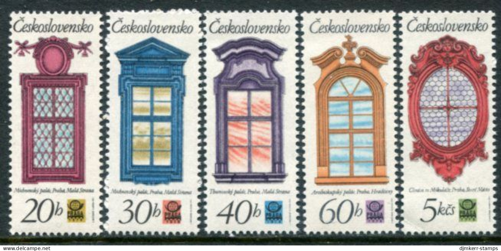 CZECHOSLOVAKIA 1977 Baroque Windows In Prague  MNH / **. Michel 2364-68 - Ungebraucht