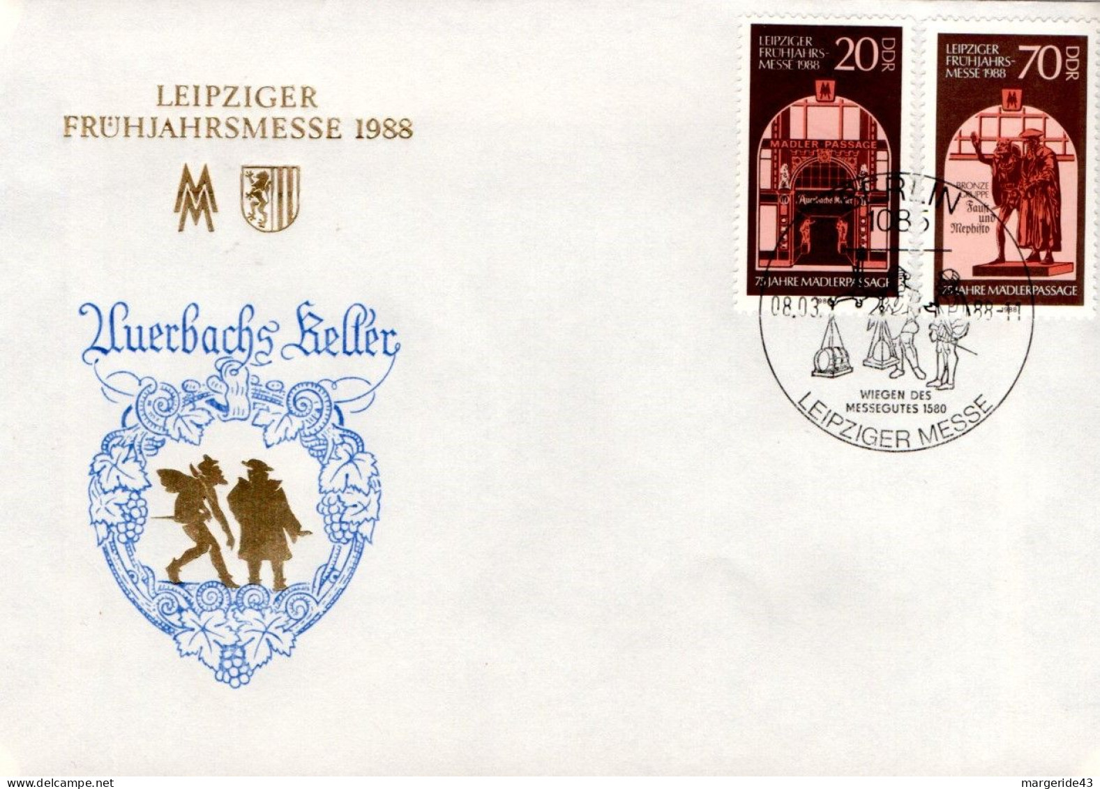 ALLEMAGNE RDA DDR FDC 1988 FOIRE DE LEIPZIG - 1981-1990