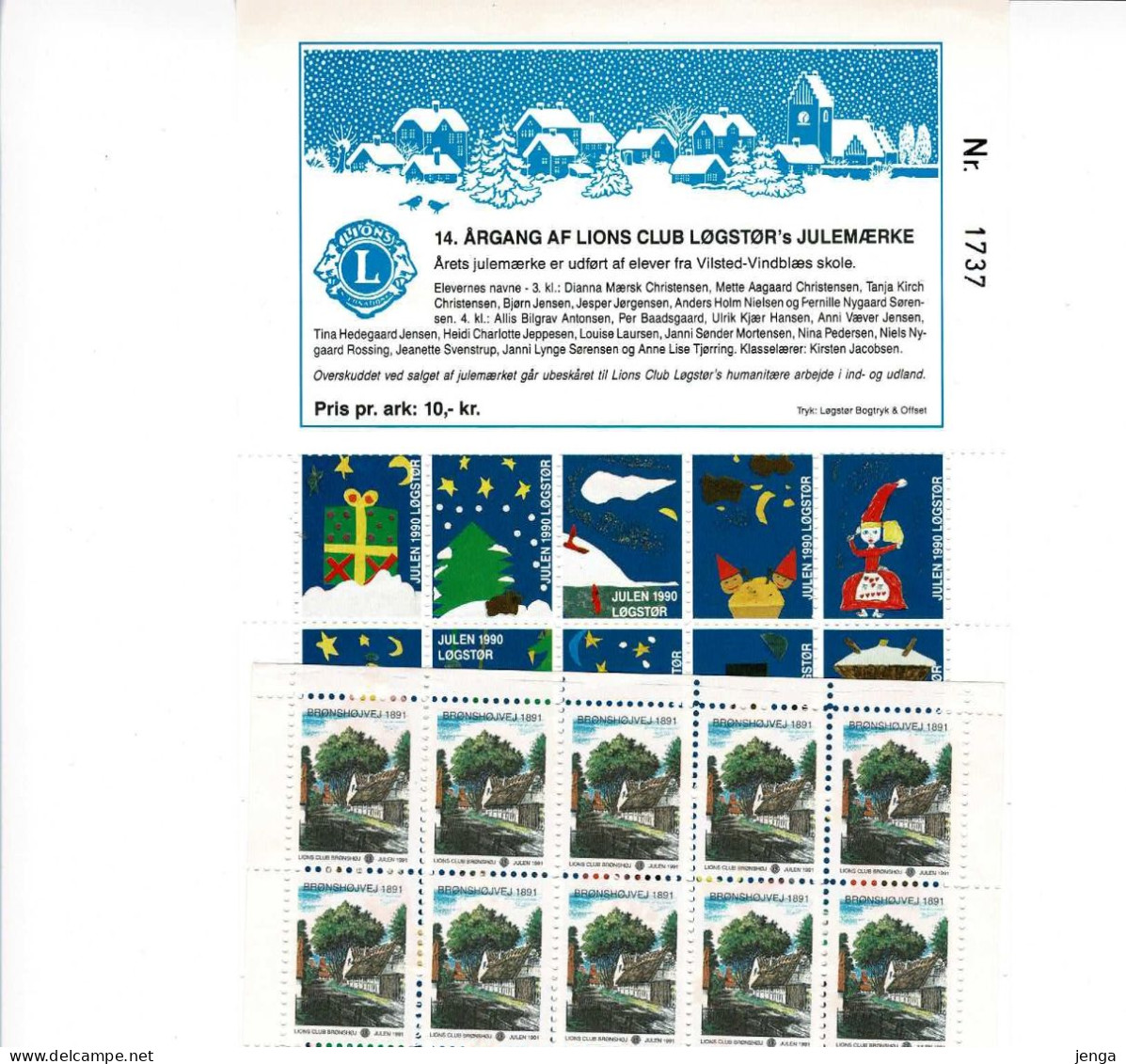 Denmark; Lions Club.  Local Christmas Seals Brønshøj & Løgstør.  2 Small Sheet - MNH (**). - Rotary, Lions Club