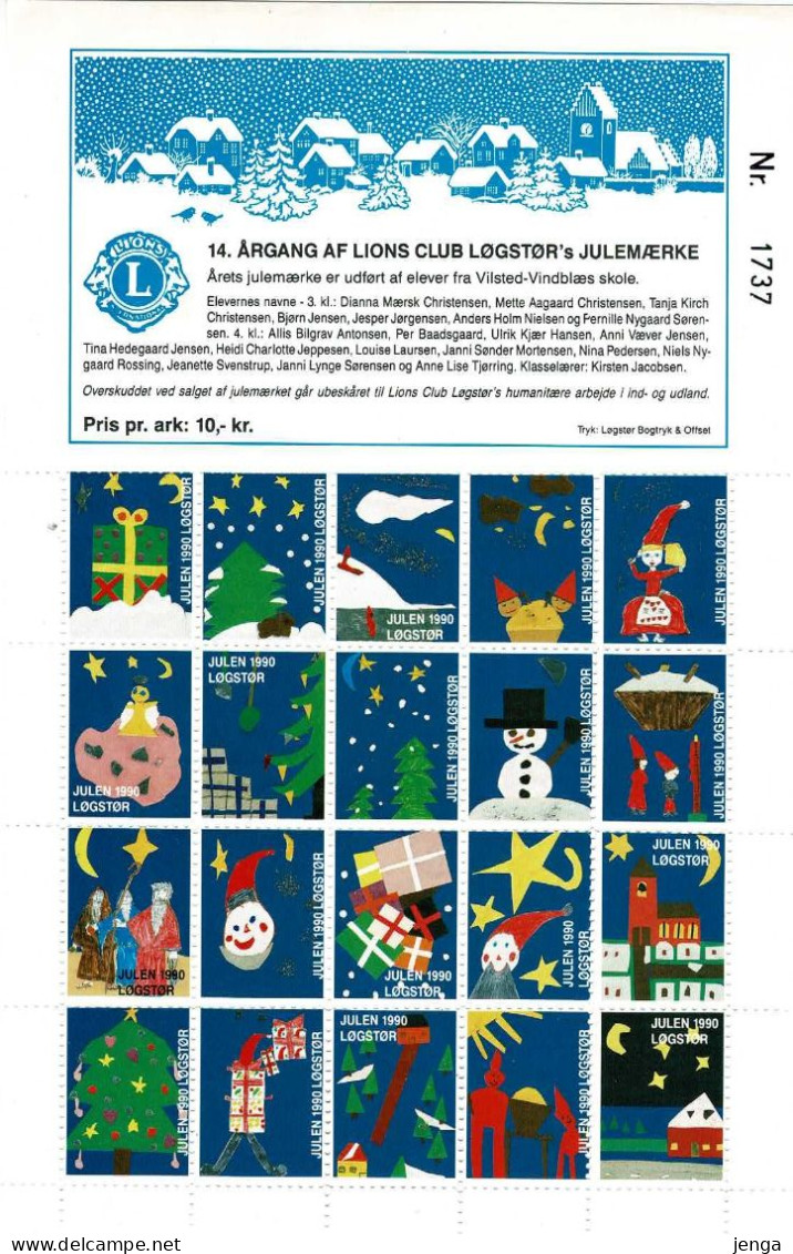 Denmark; Lions Club.  Local Christmas Seals Brønshøj & Løgstør.  2 Small Sheet - MNH (**). - Rotary, Lions Club