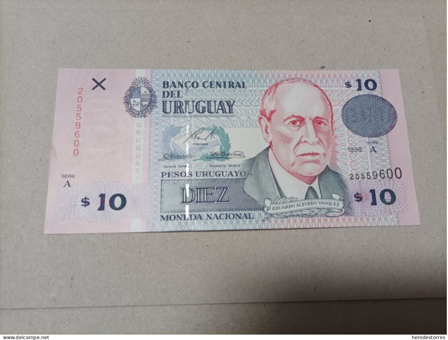 Billete Uruguay, 10 Pesos, Año 1998, Serie A, UNC - Uruguay