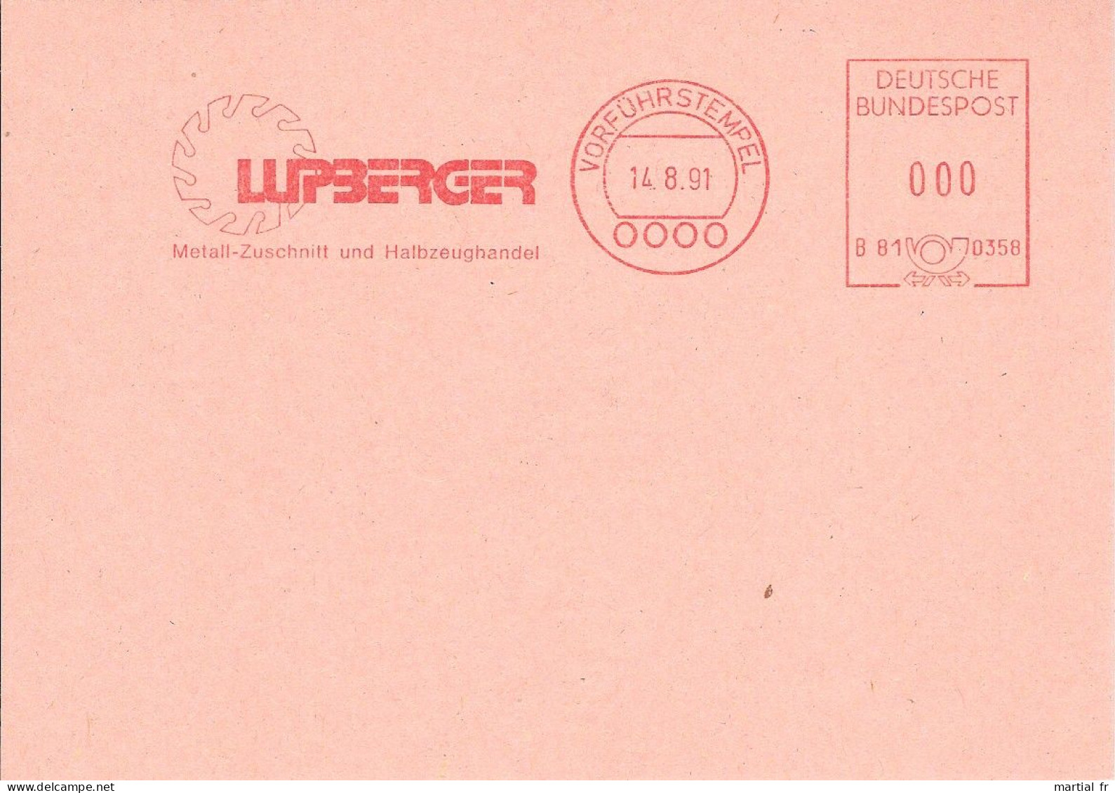 EMA ALLEMAGNE DEUTSCHLAND SPECIMEN FER EISEN IRON IJZER FERRO HIERRO HUPFER METAL METALL SCIE SÄGE LUPBERGER DECOUPE - Fabriken Und Industrien