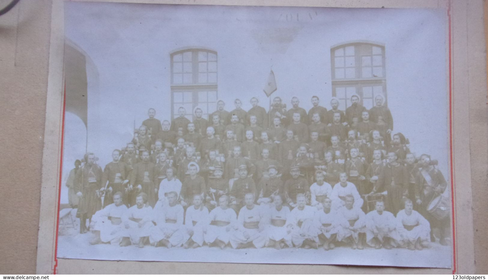 19EME PHOTO RETY REGIMENT DE ZOUAVES COLONIALE  TENUE SOLDATS OFFICIERS ARMES UNIFORME CHECHIA - Documentos