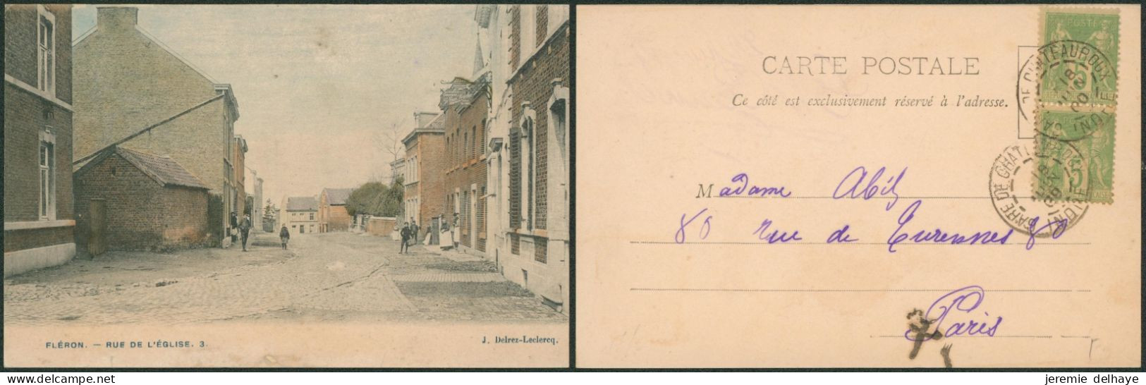 Carte Postale - Fléron : Rue De L'église (J. Delrez-Leclerq, Colorisée) - Fléron