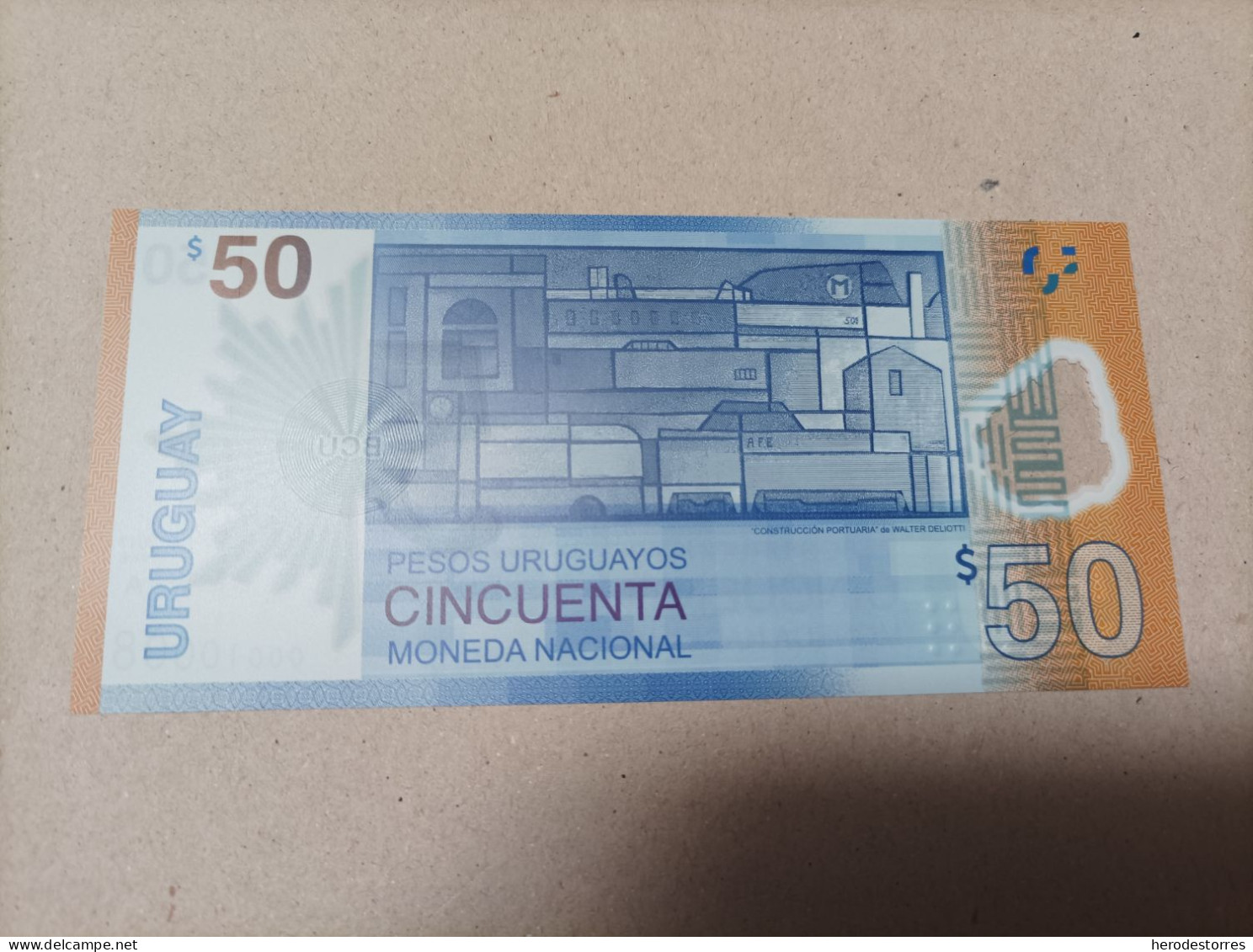 Billete Uruguay, 50 Pesos, Año 2017, Serie A, Nº Bajisimo 00010008, UNC - Uruguay