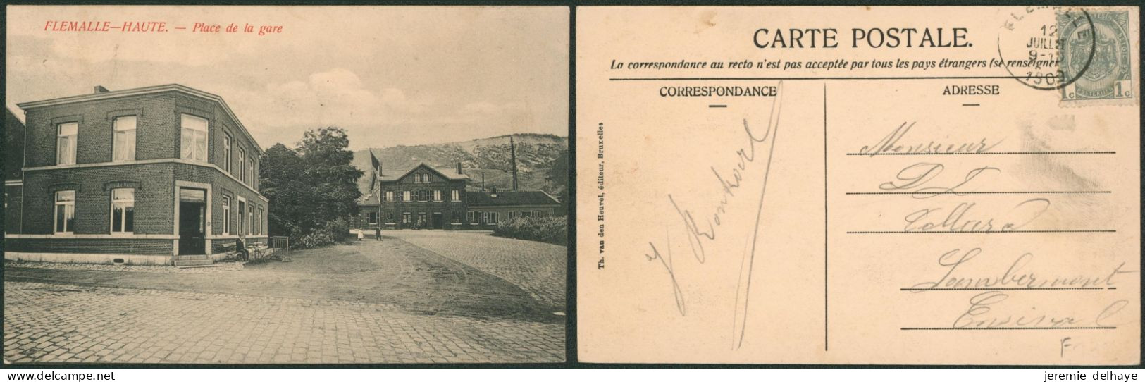 Carte Postale - Flémalle-haute : Place De La Gare (Th. Van Den Heuvel) - Flémalle