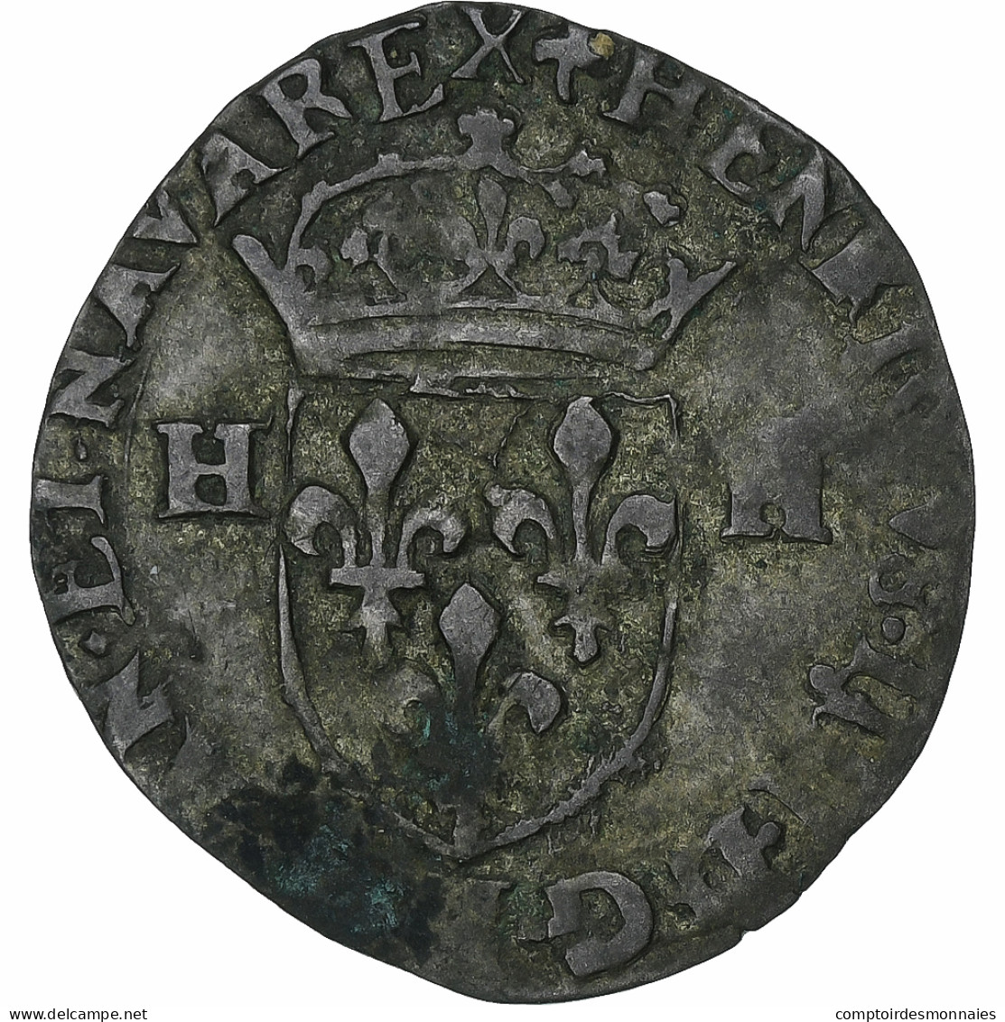 France, Henri IV, Douzain Aux Deux H, 159[?], Billon, TB+, Gadoury:552 - 1589-1610 Henry IV The Great