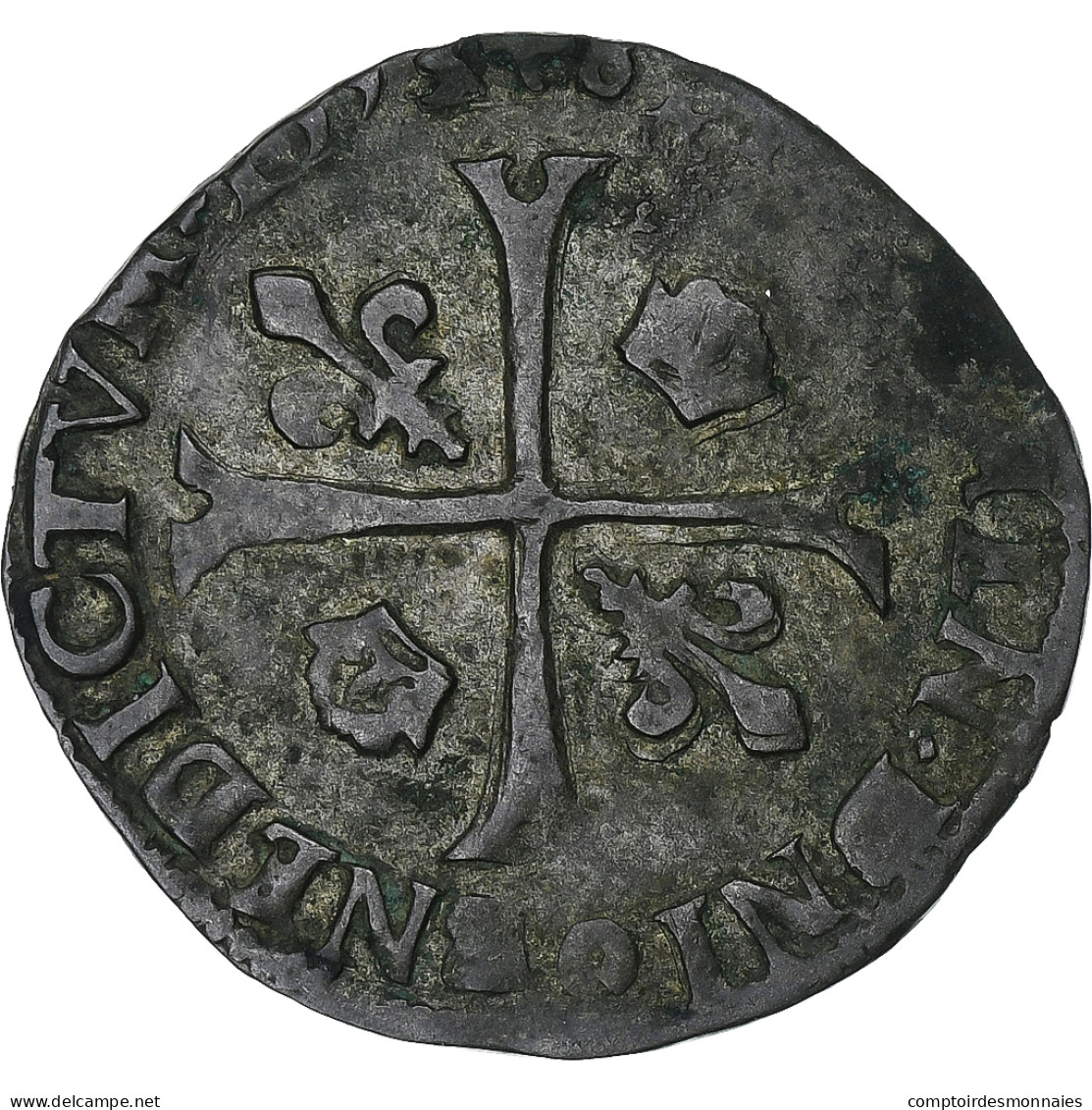 France, Henri IV, Douzain Aux Deux H, 159[?], Billon, TB+, Gadoury:552 - 1589-1610 Henry IV The Great