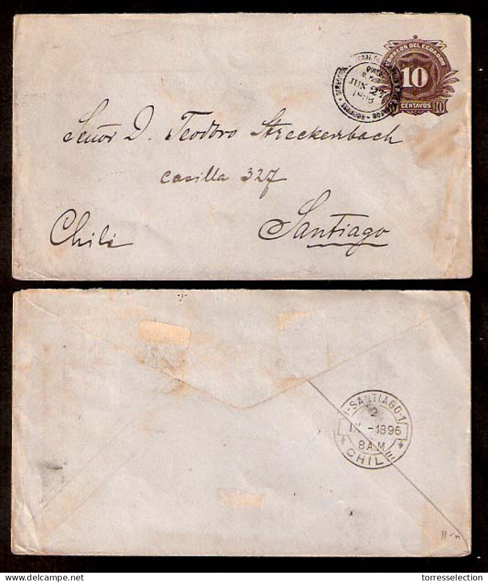 ECUADOR. 1896 Issue. Quito - Chile. 10cts Brown Stat Env. Extraordinary. Scarce Used. Superb + Dest. - Ecuador