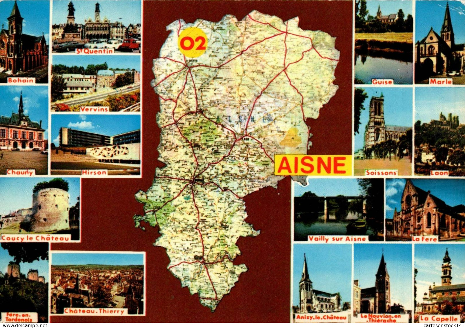 N°41999 Z -cpsm Carte Géographique Aisne - Carte Geografiche