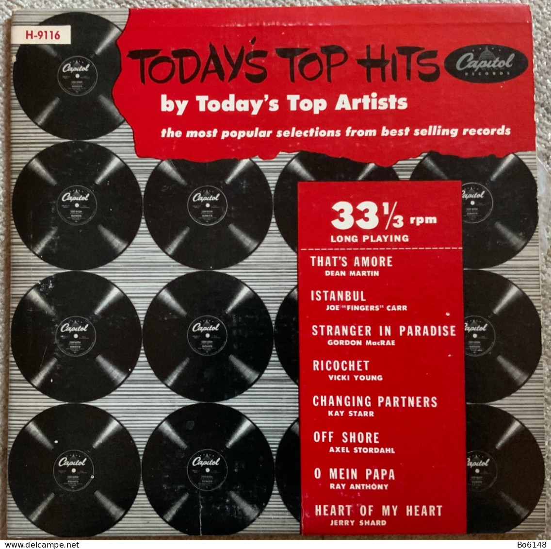 Disco 33 1/3 Giri Anni ‘50 : TODAY’S TOP HITS , Ed. Capitol H-9116 , 25 Cm - Blues