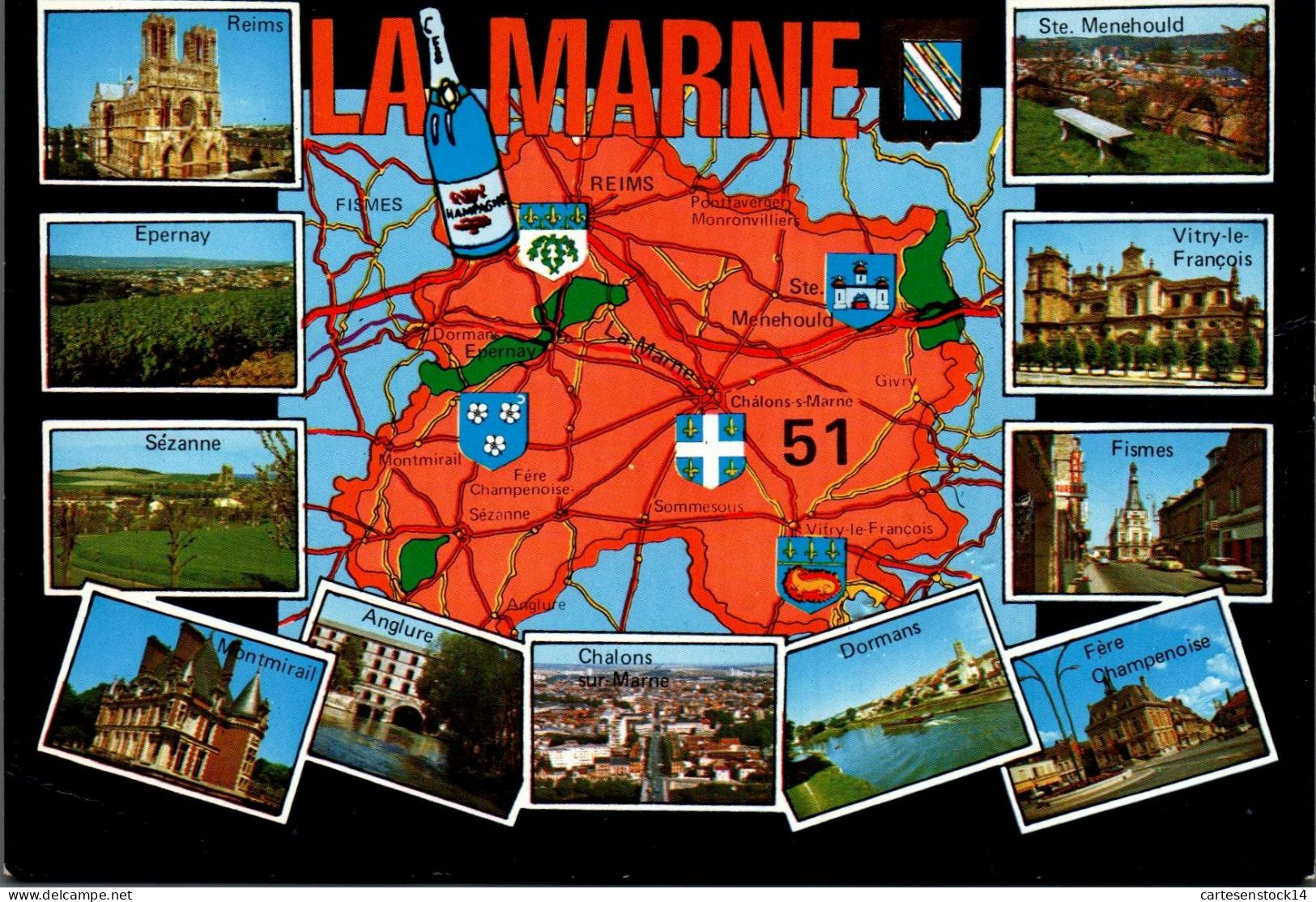N°42000 Z -cpsm Carte Géographique La Marne - Carte Geografiche