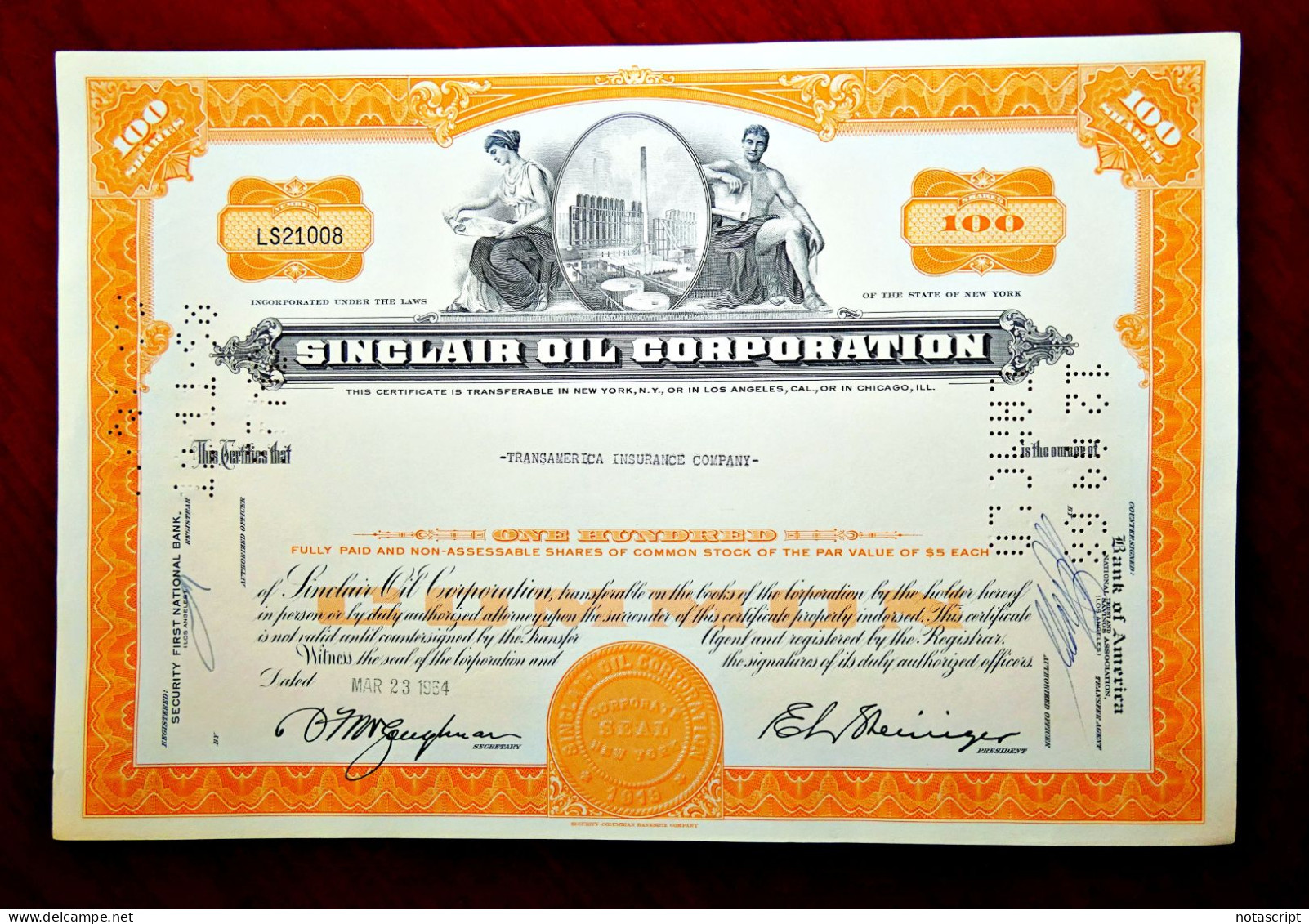 Sinclair Oil Corporation. 1964-68 Acción NY ,US.different Dates(different Dates), NY ,US - Aardolie