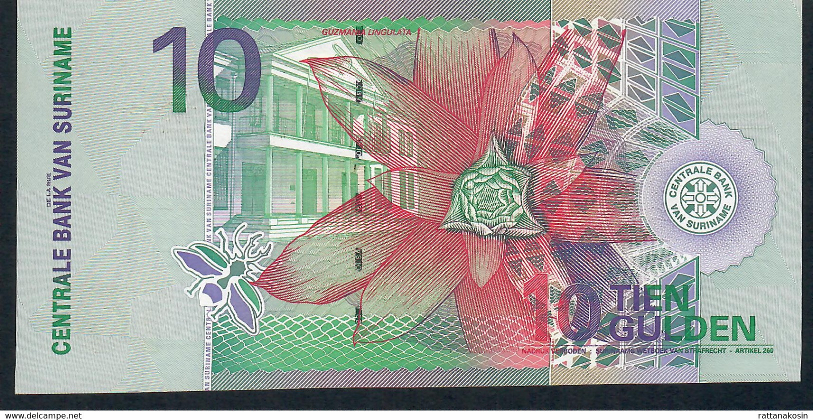 SURINAM  P147 10 GULDEN 2000 UNC. - Suriname