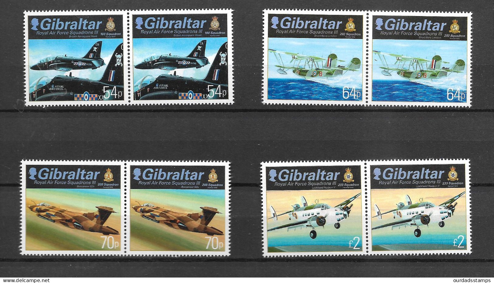 Gibraltar 2014 RAF Squadrons (3rd Series) Complete Set In MNH Horizontal Pairs (G449) - Gibraltar