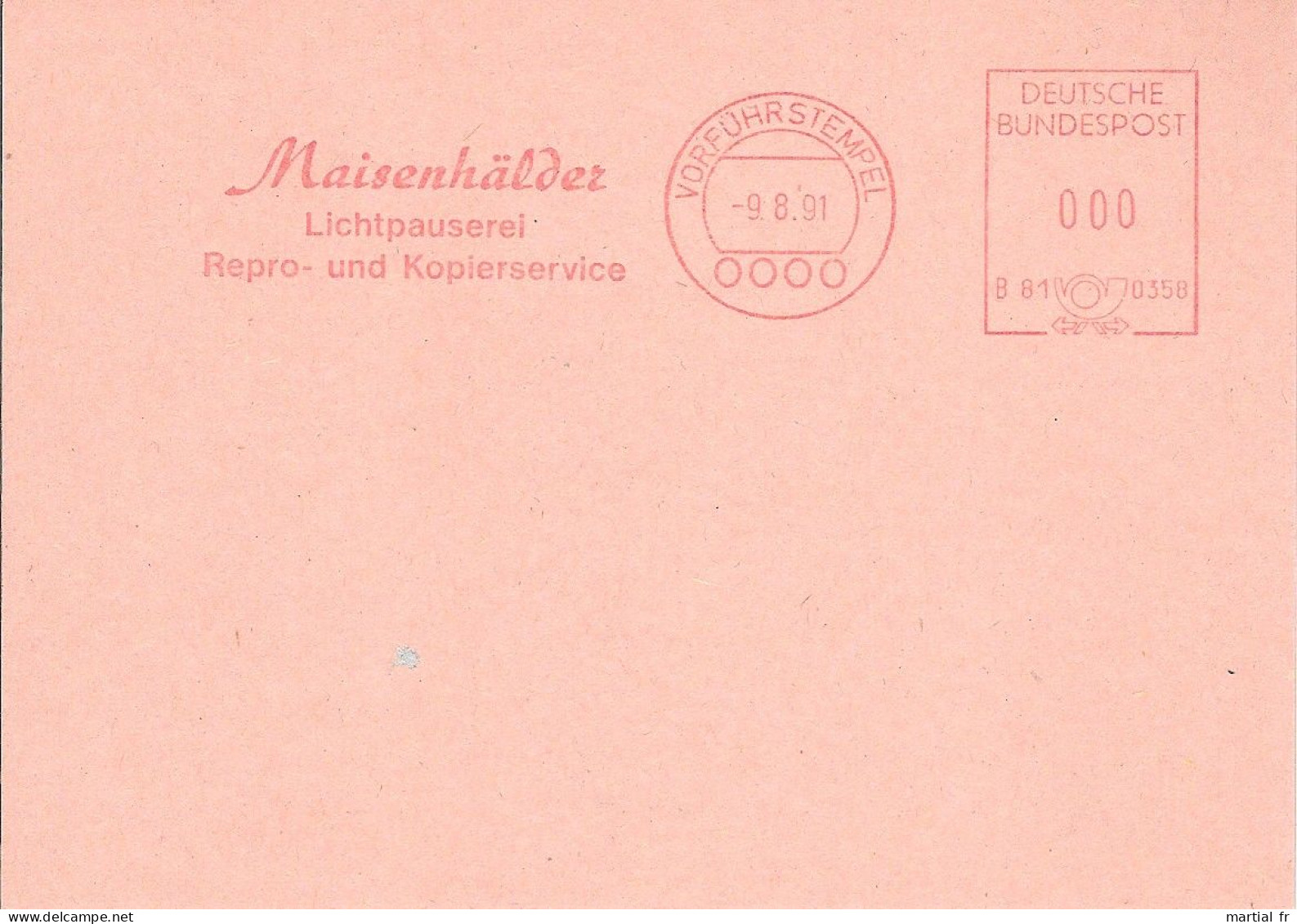 EMA ALLEMAGNE DEUTSCHLAND SPECIMEN PAPIER PAPER IMPRESSION IMPRIMERIE DRUCKEREI LICHTPAUSEREI REPROGRAPHIE KOPIER - Autres & Non Classés