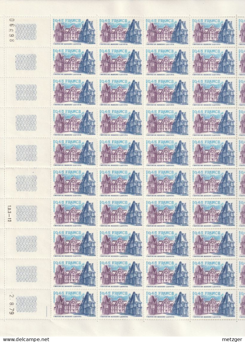 Feuille Complète De 50 Timbres Du N° 2064 Maisons-Laffitte - Feuilles Complètes