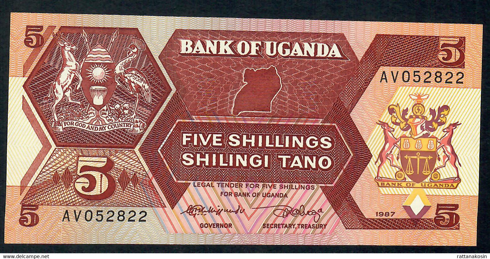 UGANDA   P27   5   SHILLINGS  1987 #AV      UNC. - Ouganda