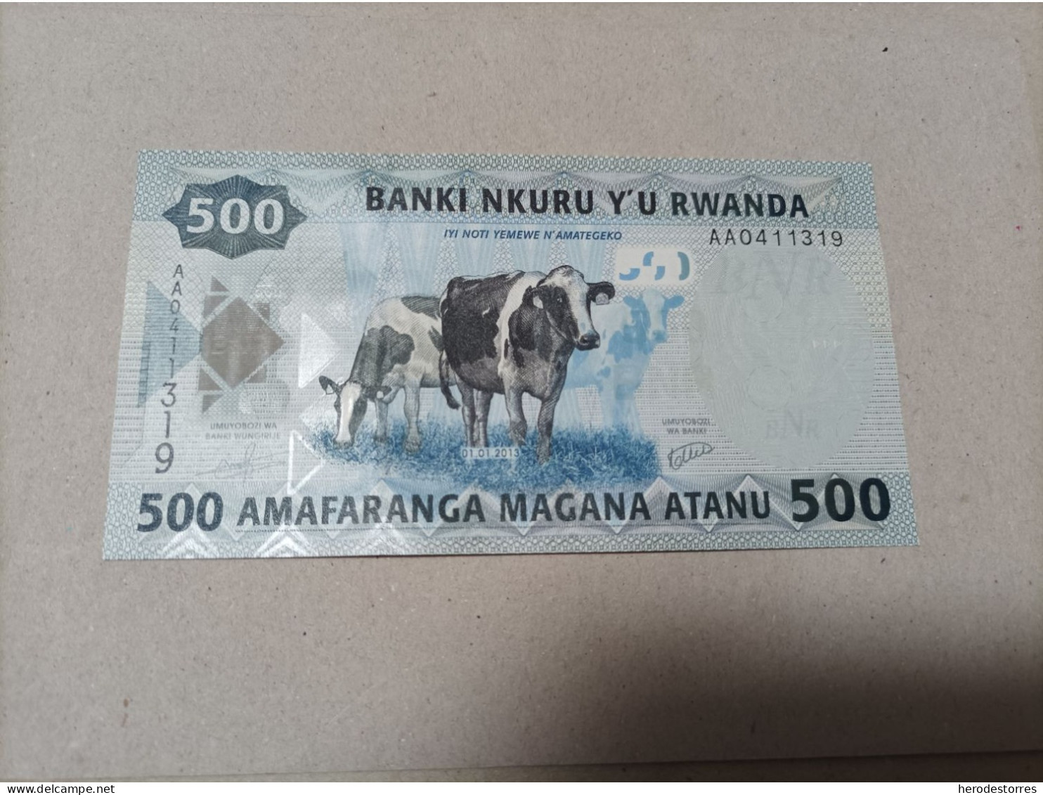 Billete Rwanda, 500 Francs, Serie AA, Año 2013, UNC - Ruanda