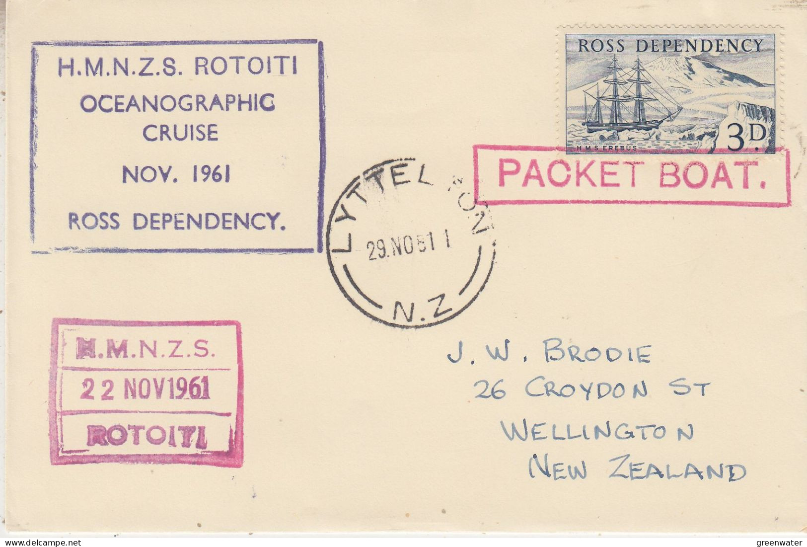 Ross Dependency  1961 HMNZS Rotoiti Ca Rotoiti 22 NOV 1961 (SR170) - Briefe U. Dokumente