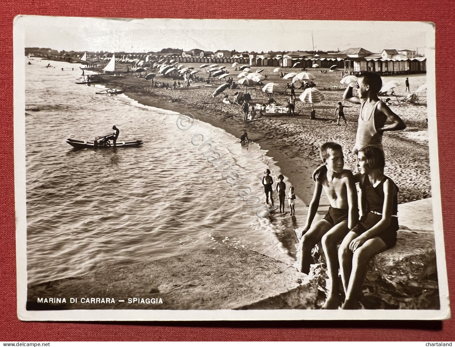 Cartolina - Marina Di Carrara - Spiaggia -  1936 - Massa