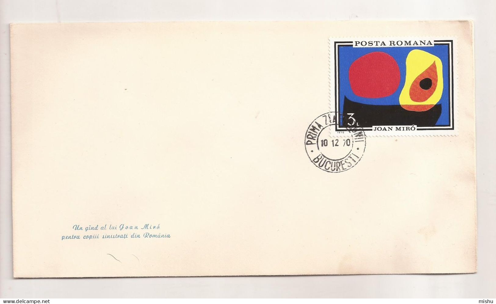 P4 Plic FDC ROMANIA - Prima Zi A Emisiunii - Joan Miro - First Day Cover ,uncirculated 1970 - FDC