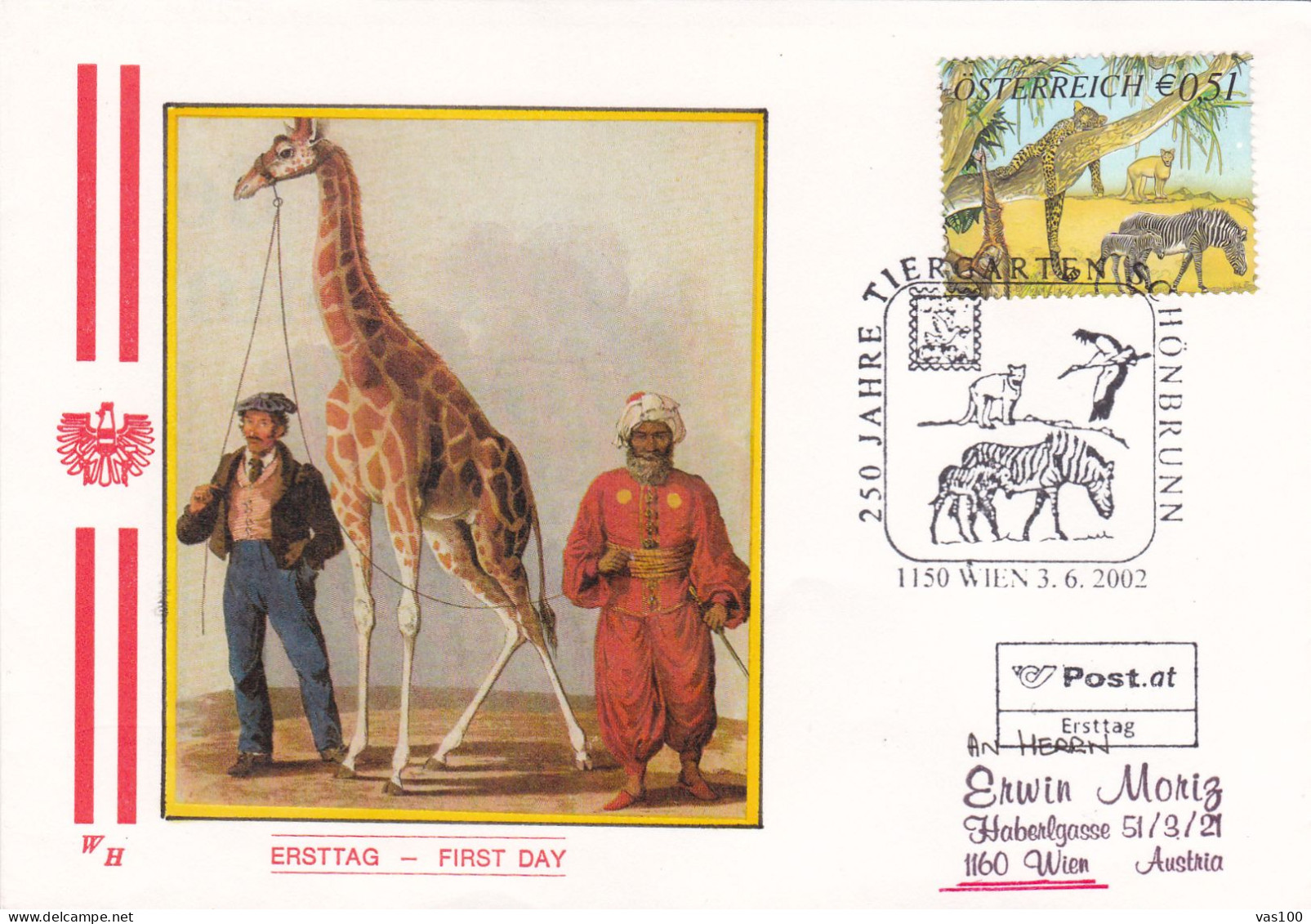 Autriche - Österreich - Austria FDC 2002 GIRAFFES - Giraffen