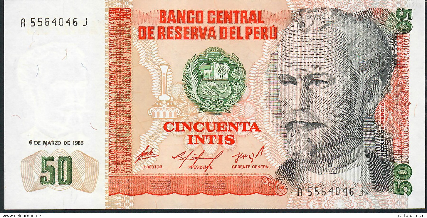 PERU P131a 50 INTIS  6.3.1986   UNC. - Perú