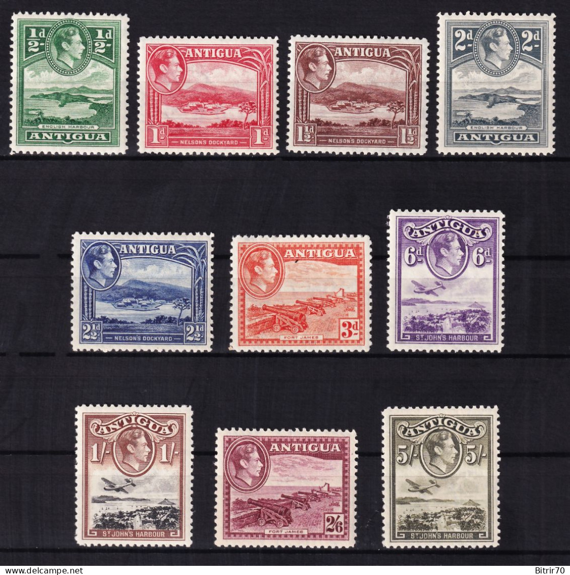 Antigua. 1938-48 Y&T. 81, 82, 83, 84, 85, 86, 87, 88, 89, 90, MH. - 1858-1960 Colonia Britannica