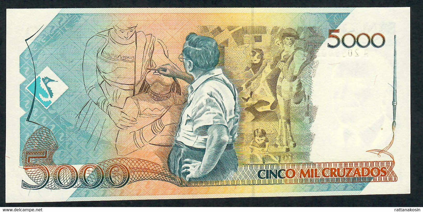 BRAZIL P217a 5 CRUZADOS NOVOS/5000 CRUZADOS 1989 #A3712 Signature 29 UNC. - Brésil