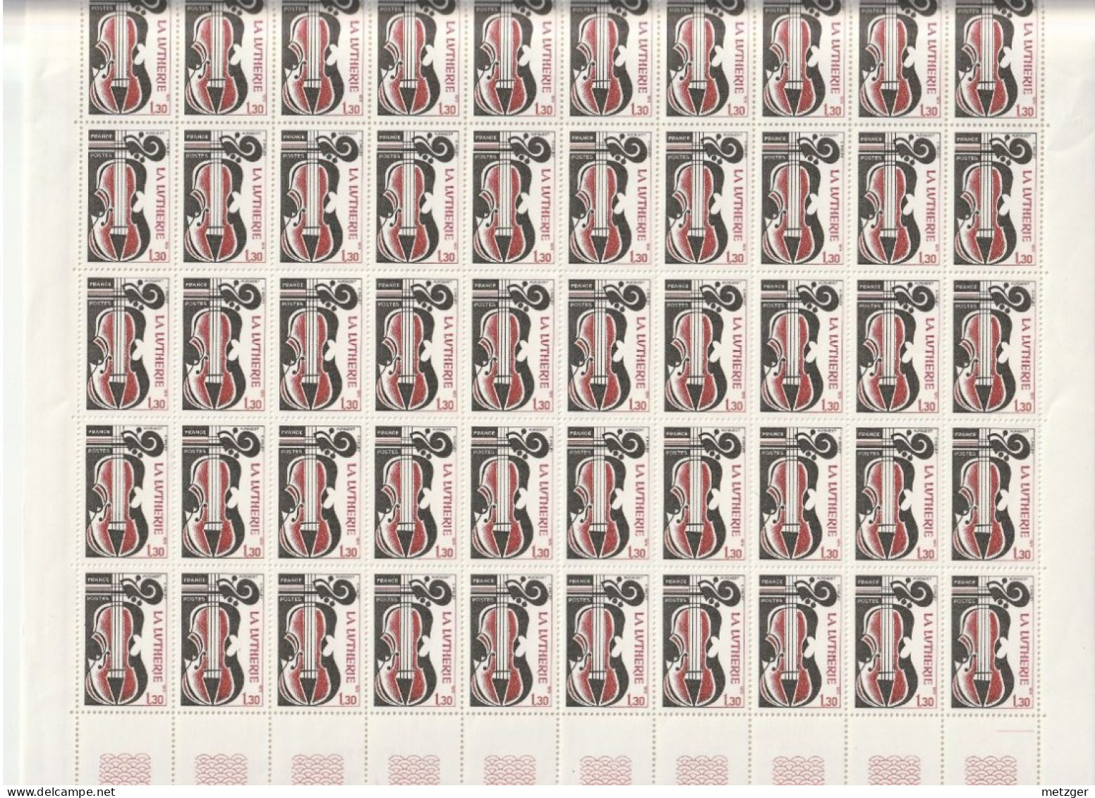 Feuille Complète De 50 Timbres Du N° 2072 La Lutherie - Feuilles Complètes