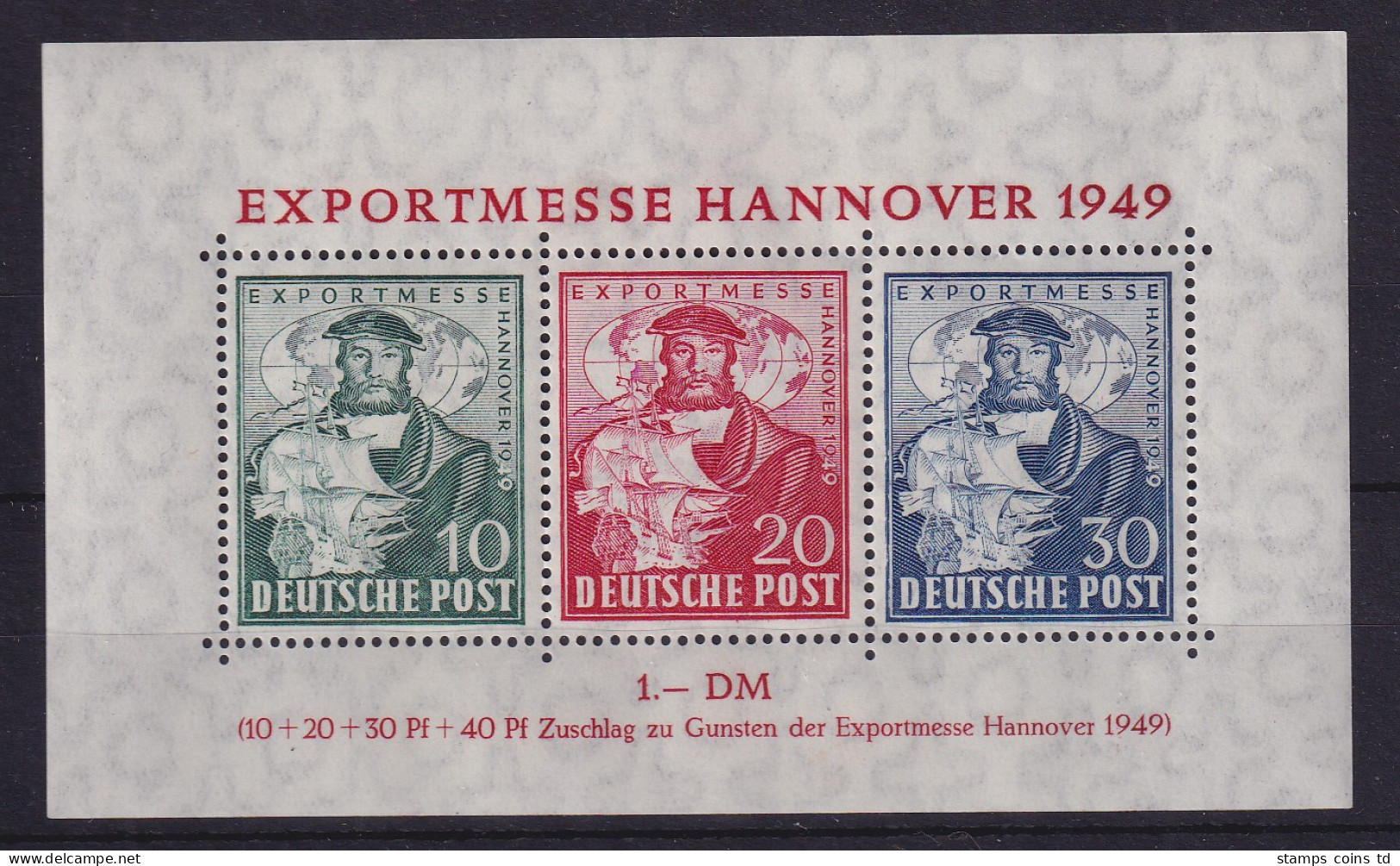 Bizone Exportmesse Hannover 1949  Mi.-Nr. Block 1 A Postfrisch ** - Neufs