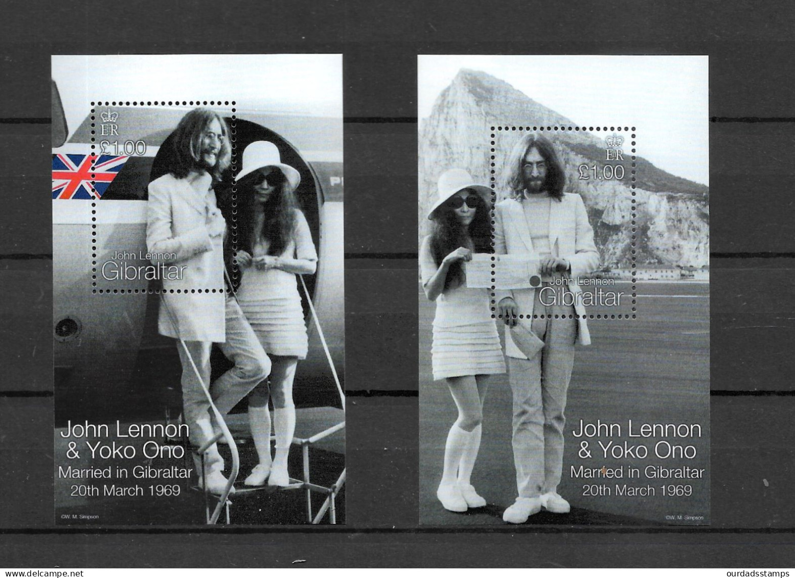 Gibraltar 1999 Wedding Anniversary John Lennon & Yoko Ono Minisheets MNH (G456) - Gibraltar