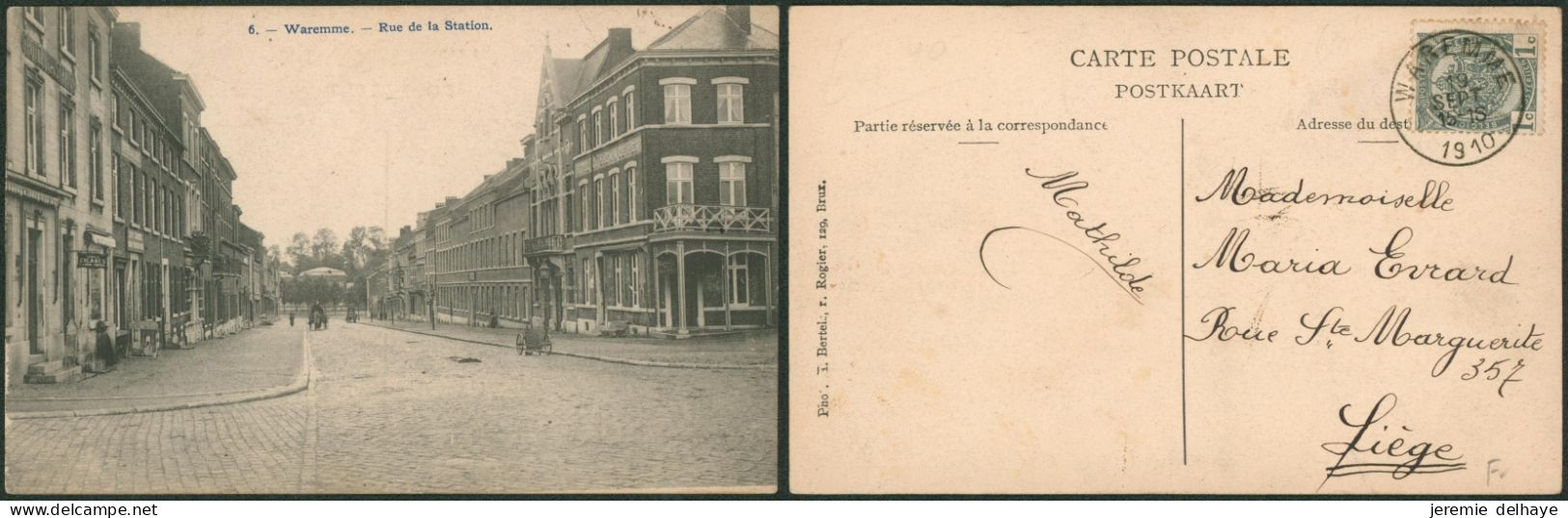 Carte Postale - Waremme : Rue De La Station (n°6, H. Bertels) - Waremme