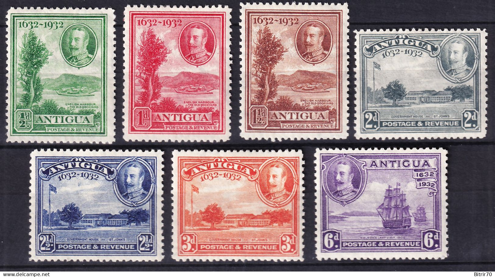 Antigua. 1932  Y&T. 64, 65, 66, 67, 68, 69, 70, MH. - 1858-1960 Colonie Britannique