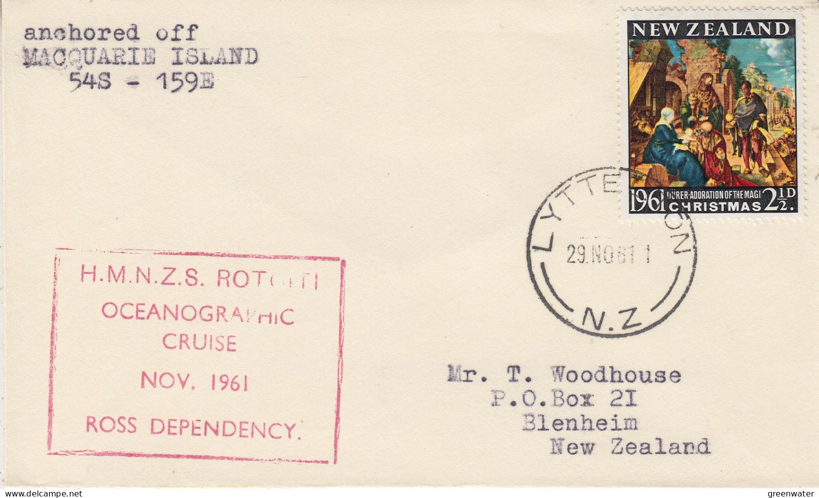 New Zealand HMNZS Rotoiti Nov 1961 Ca Lyttleton 29 NOV 1961(SR174) - Polar Ships & Icebreakers