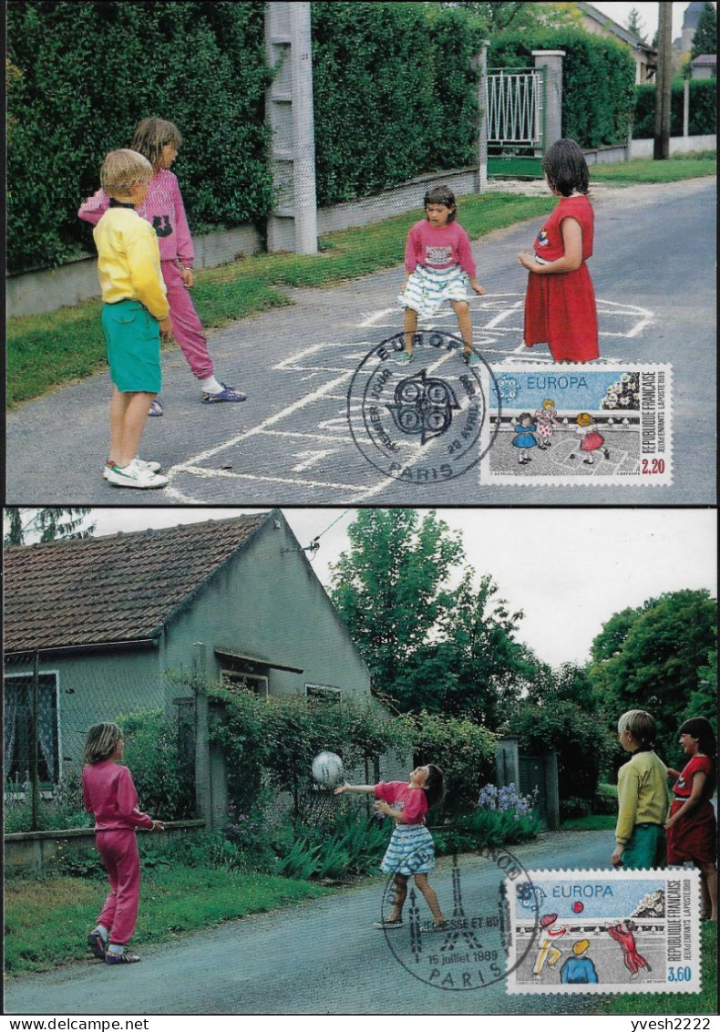 France 1989 Y&T 2584 Et 2585 Sur Cartes Maxima. Europa, Jeux D'enfants - Non Classés