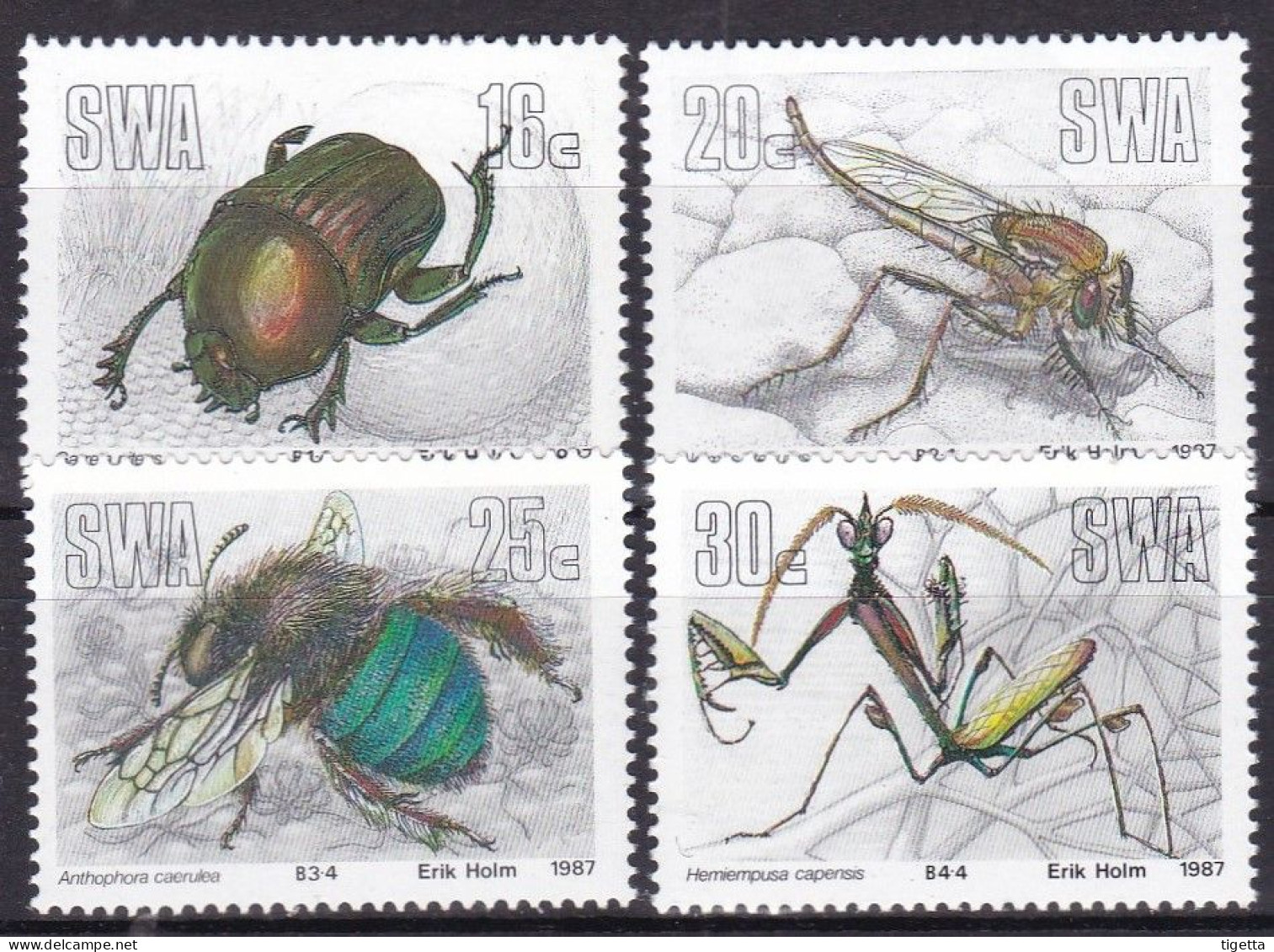 SUD AFRICA OCCIDENTALE 1987 INSETTI UTILI SERIE COMPLETA NUOVA COME DA FOTO - Unused Stamps